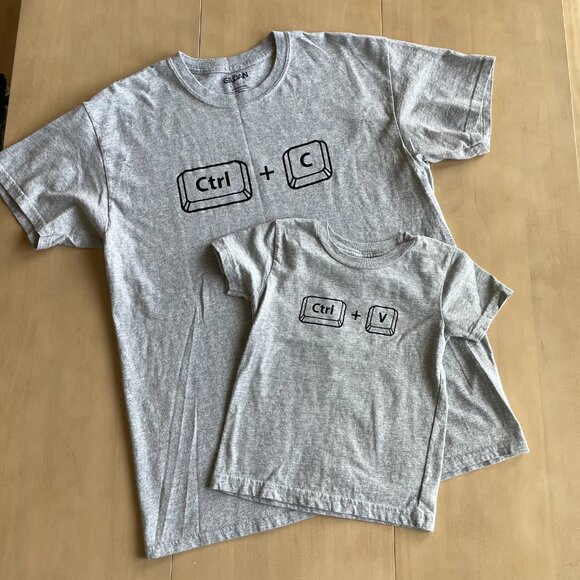 Matching Dad/Mom & Toddler Copy Paste Shirt Set - Size Large & 3T - Picture 2 of 11